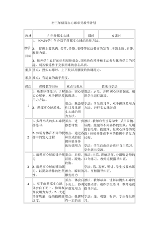 掷实心球单元教学计划
