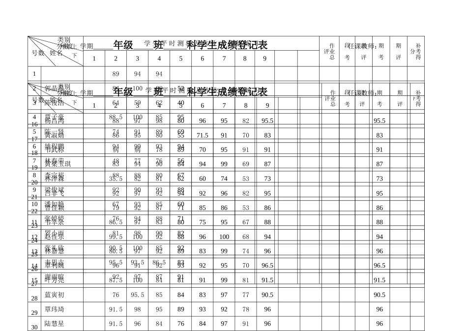 单元测验成绩表_第1页