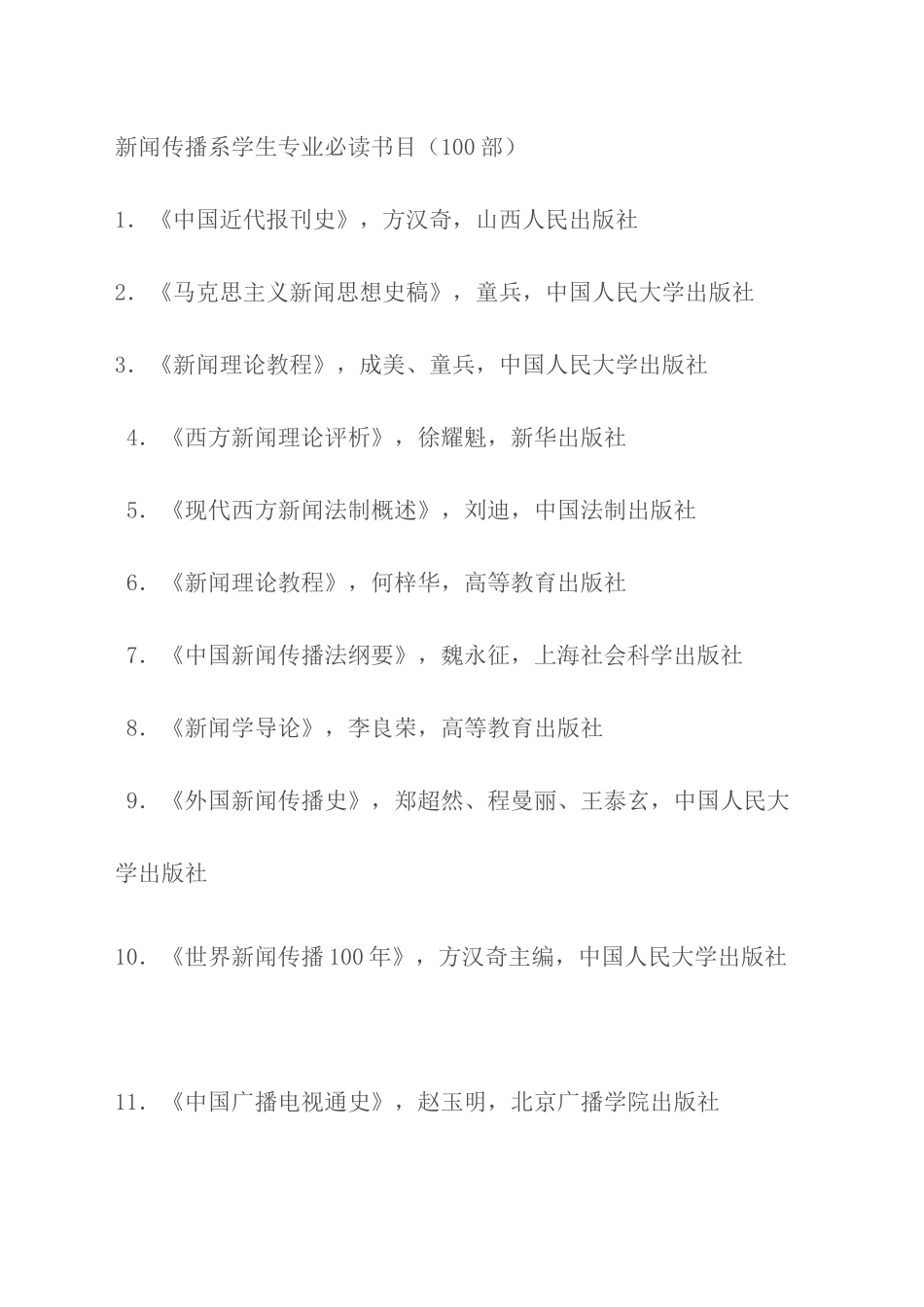 新闻传播学院学生必读的100本书_第1页