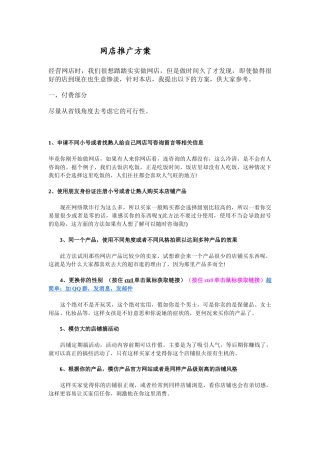 网店策划及营销推广方案