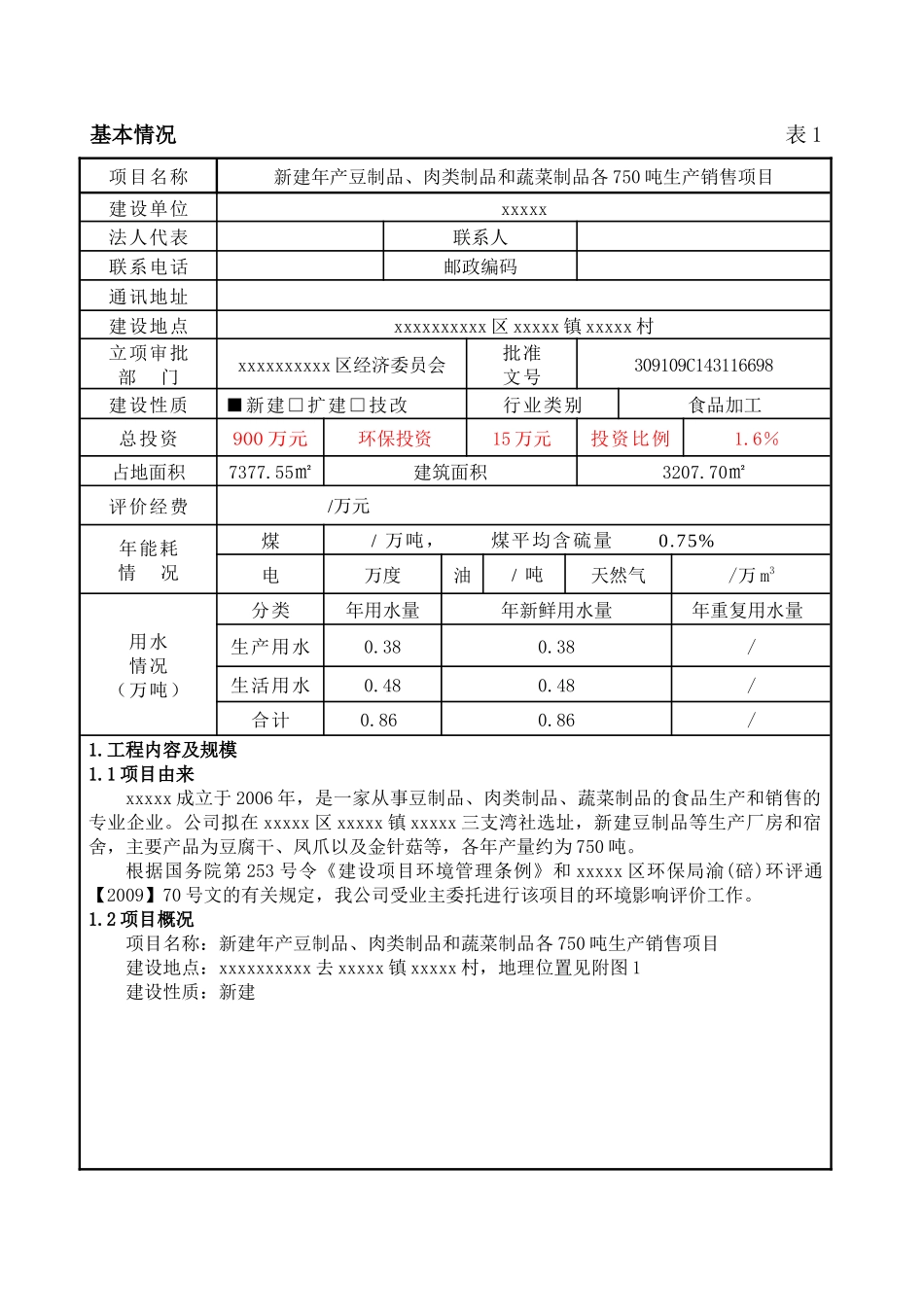 食品厂豆制品及蔬菜制品生产销售项目管理_第1页