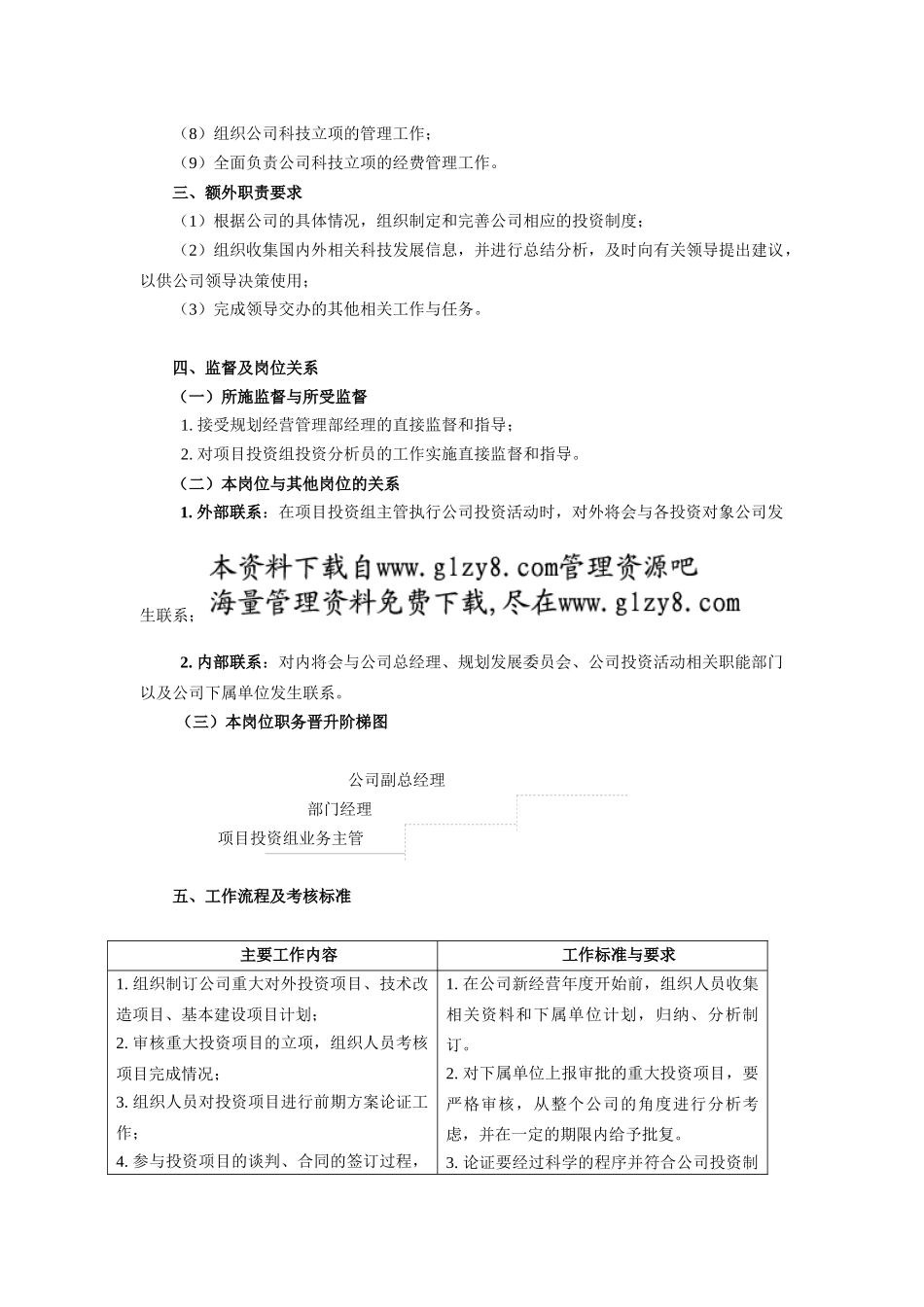 投资管理业务主管工作说明书_第2页