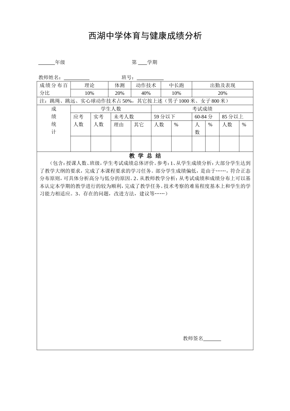 西湖中学体育成绩分析_第1页