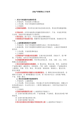 营销策划工作说明