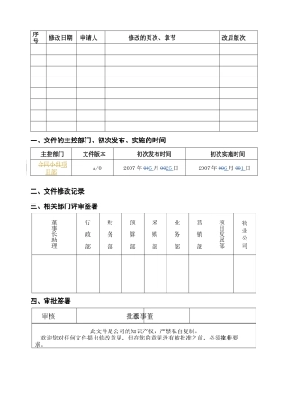 某房地产公司营销管理方案