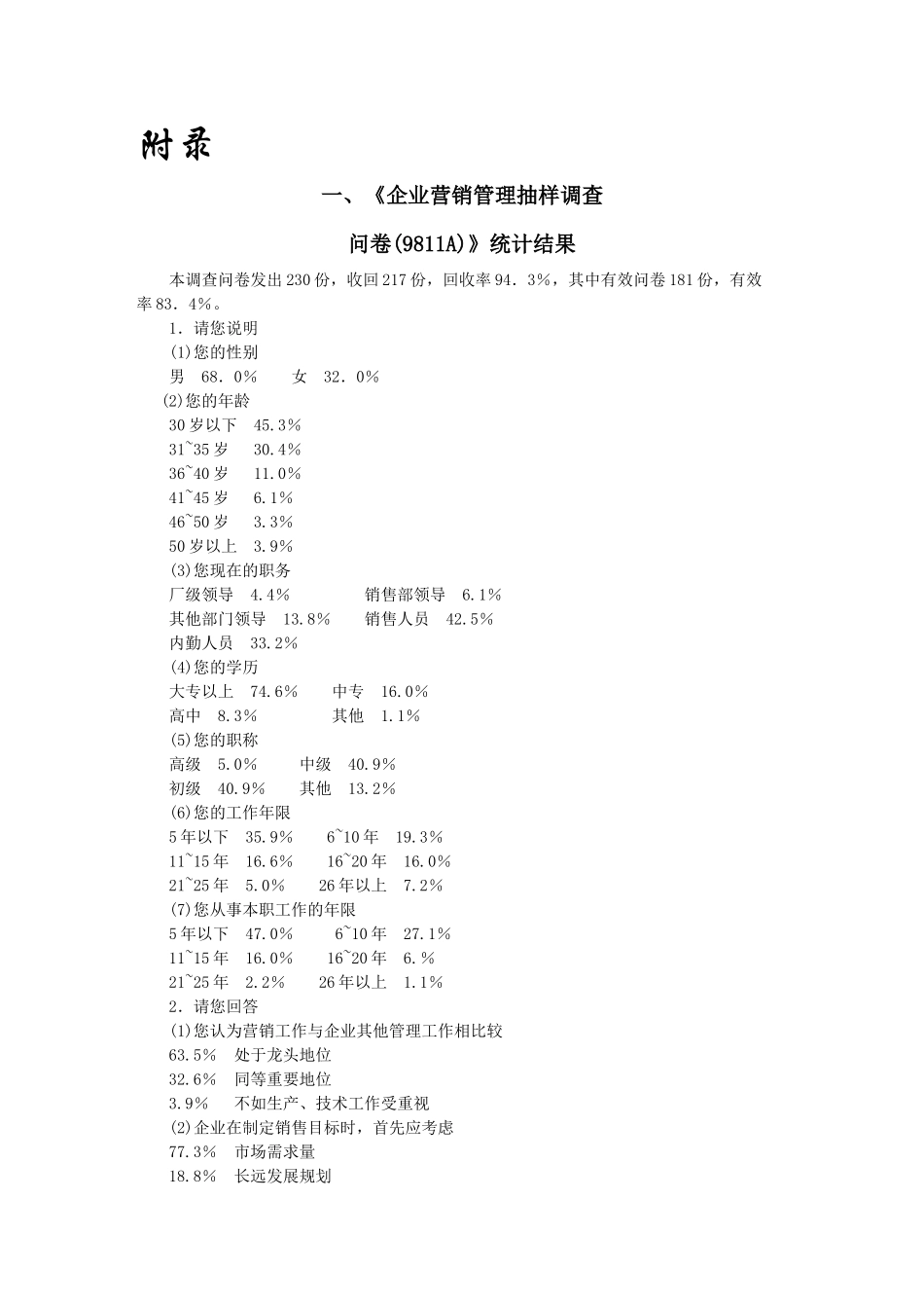 企业营销管理抽样调查_第1页