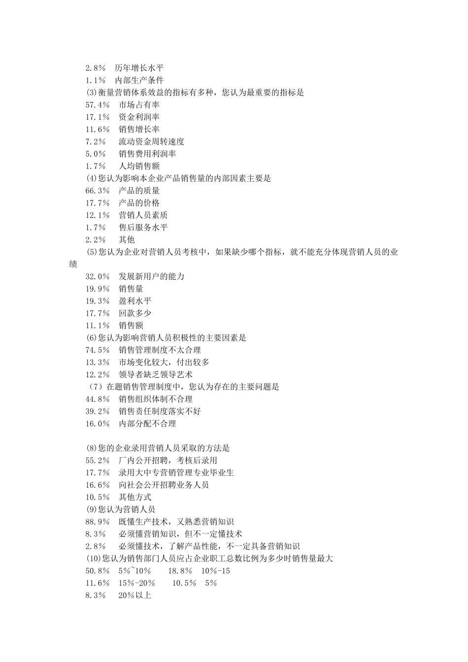 企业营销管理抽样调查_第2页