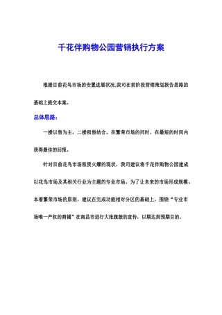 千花伴购物公园营销执行方案