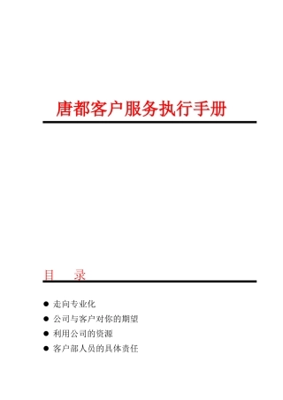 客户服务执行操作手册