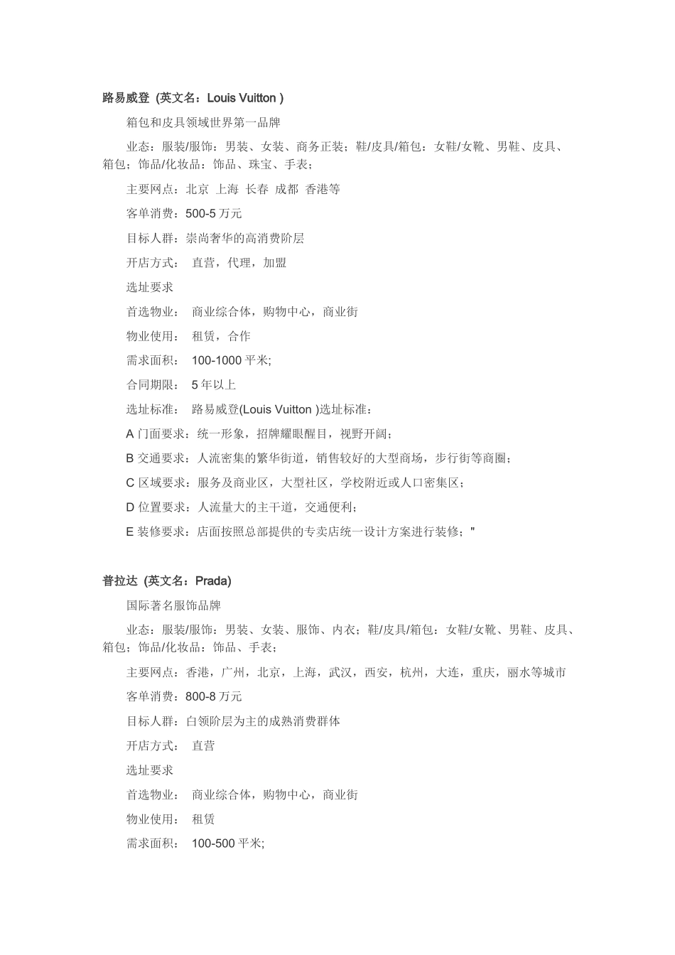 知名奢侈品店中国开店选址标准_第2页