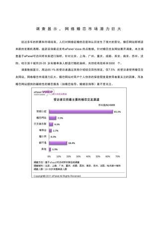 调查显示，网络婚恋市场潜力巨大