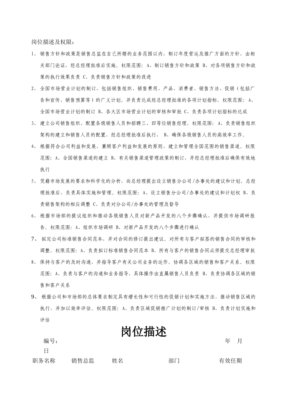 销售总监岗位职责说明_第2页