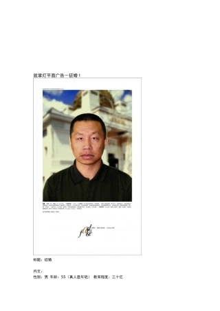 就掌灯平面广告之征婚