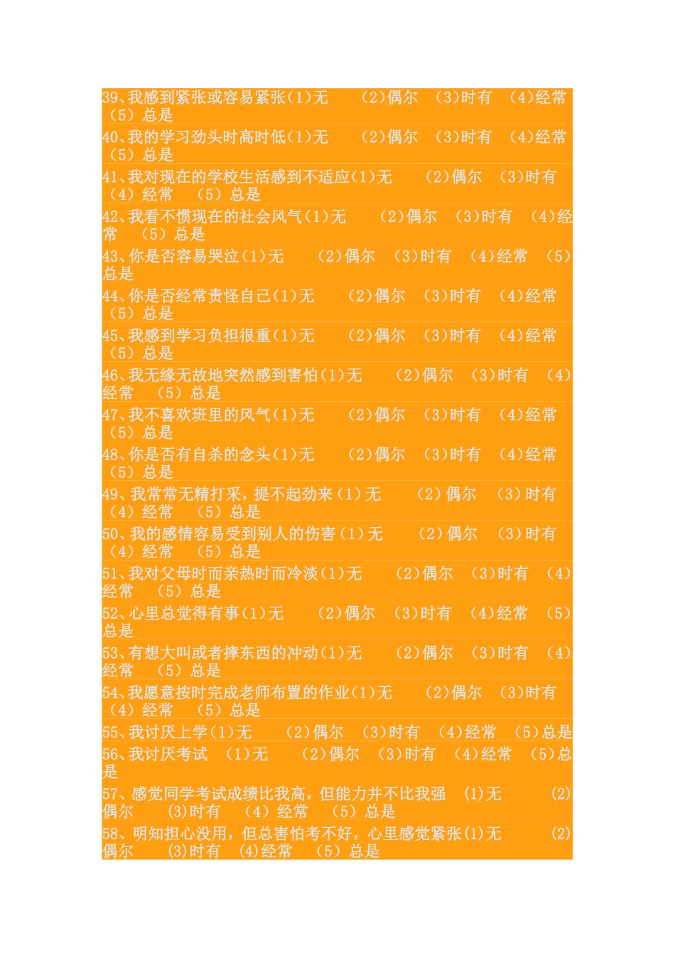 中学生心理健康调查问卷表_第3页