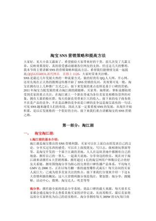 淘宝SNS营销策略及其提高方法