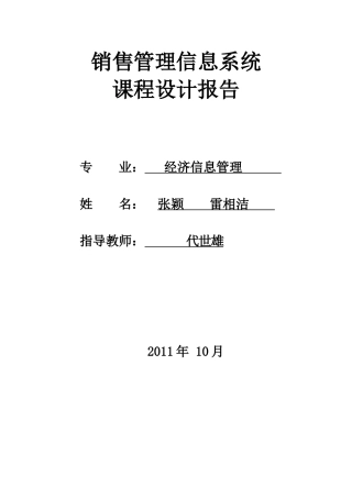 销售管理信息系统