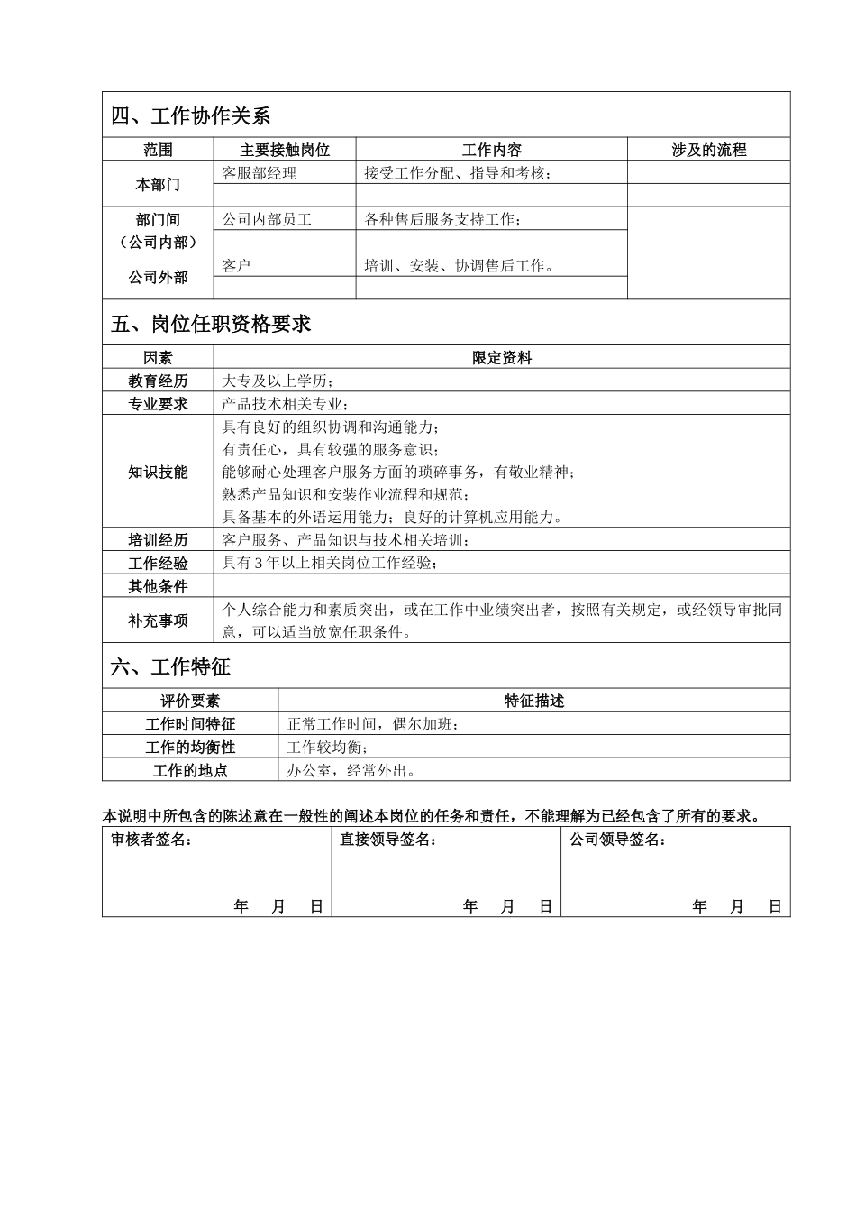 客户服务专员岗位说明书_第2页