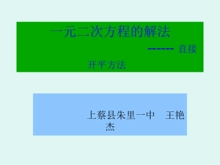（自制）一元二次方程的解（课件）