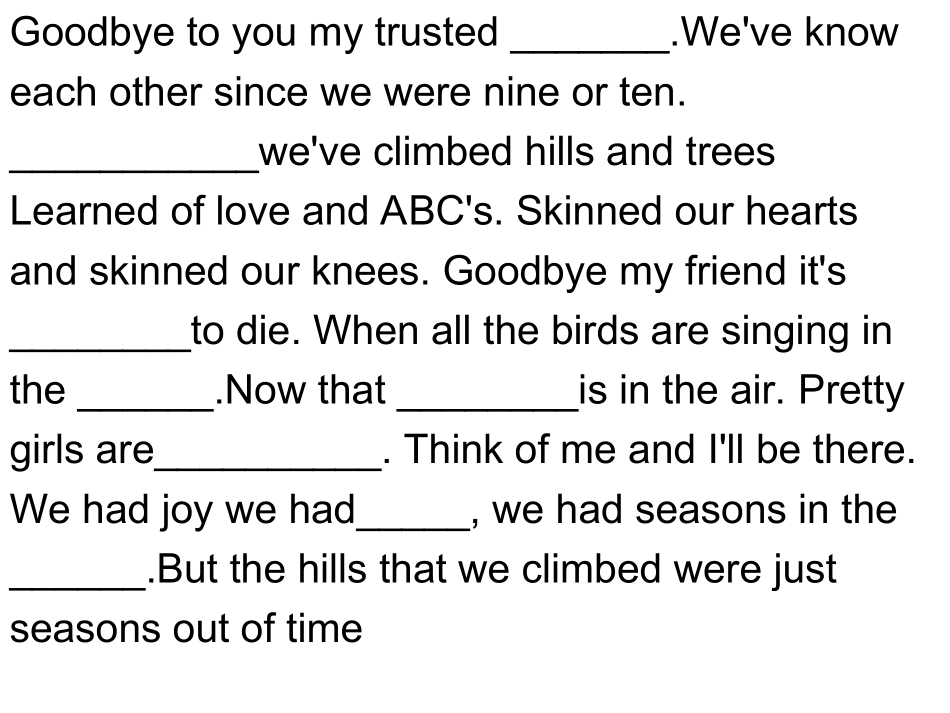 听英文歌曲练习听力歌词填空_经典_第2页