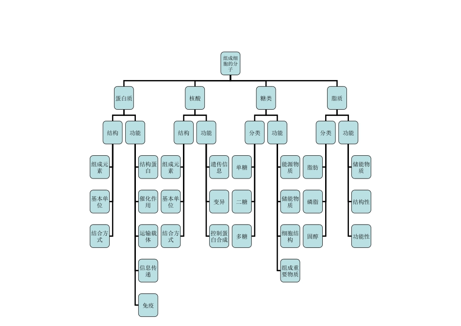 组成细胞的分子核心知识结构图_第1页