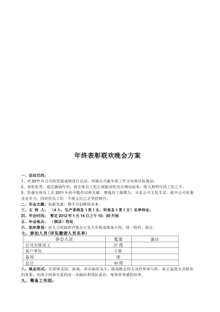 年终表彰联欢晚会方案