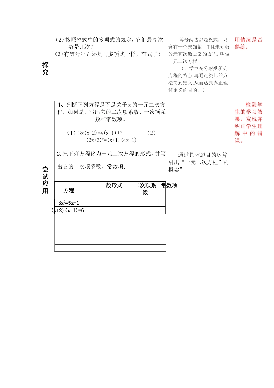 （中小学精品）一元二次方程教案_第2页