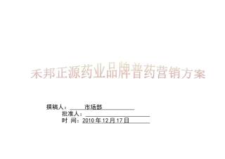 药业品牌普药营销方案