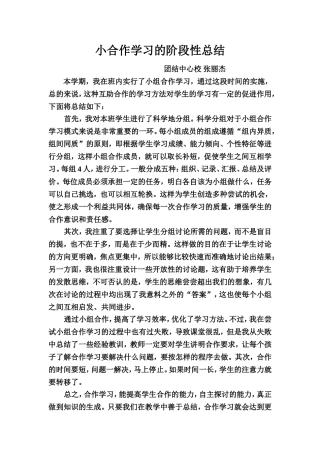 小组合作实施阶段性总结