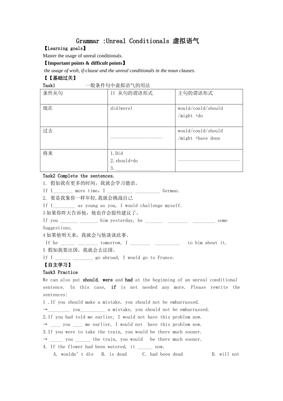 虚拟语气复习学案_第1页