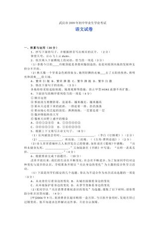 湖北省武汉市中考语文试卷及答案