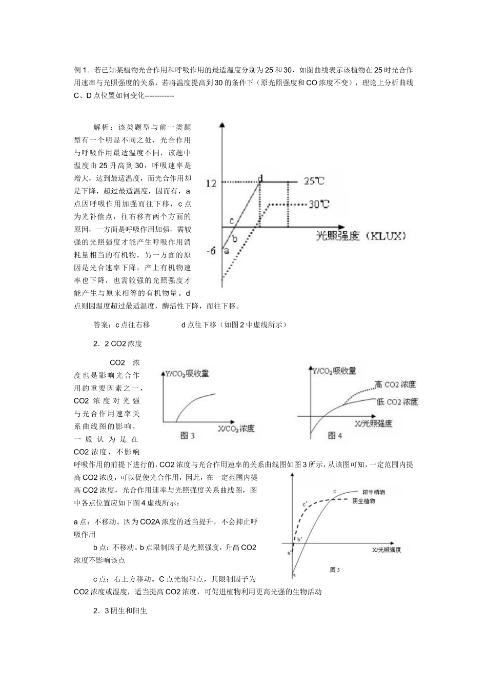 光照强度与光合作用强度关系曲线图中各点移动初探_第2页