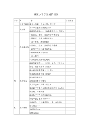 澄江小学学生成长档案