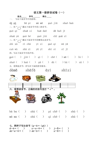 一年级拼音测试卷