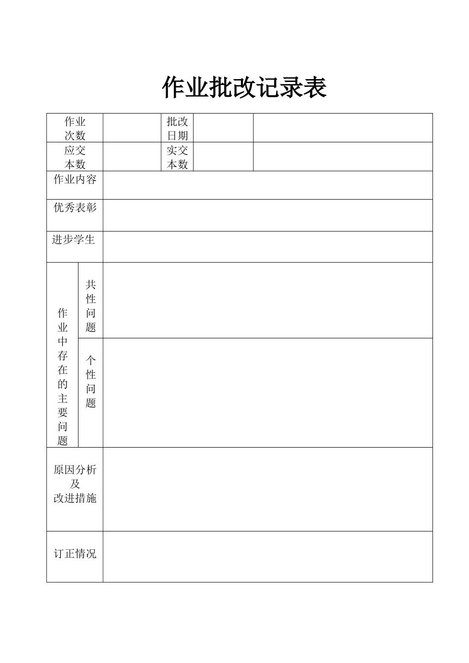 作业批改记录表_第1页