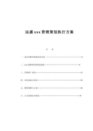 运盛某某某营销策划执行方案
