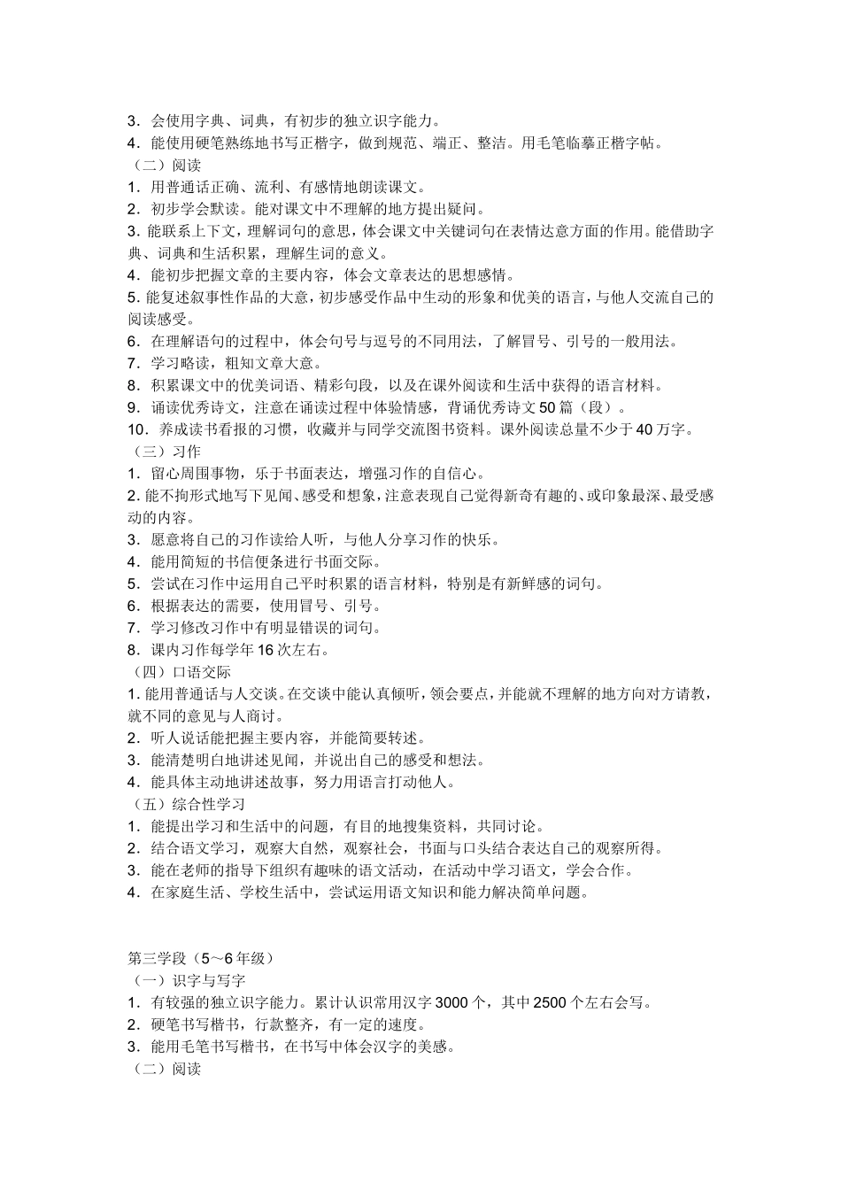 小学语文教学大纲_第2页