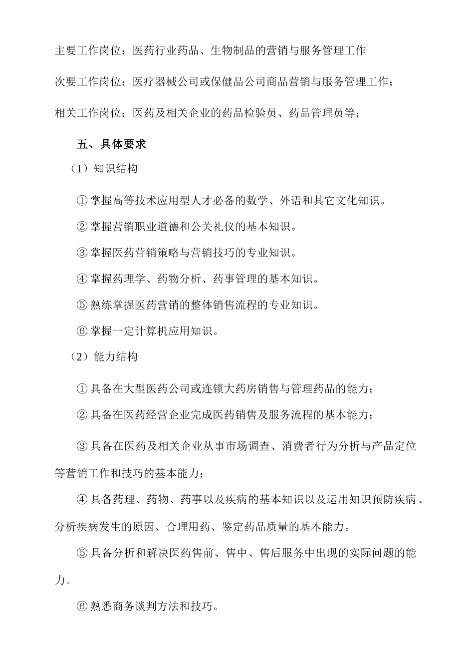 某学院医药营销专业人才培养计划_第2页