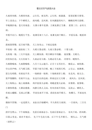看云识天气谚语大全