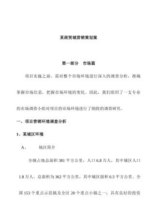 某商贸城营销策划案