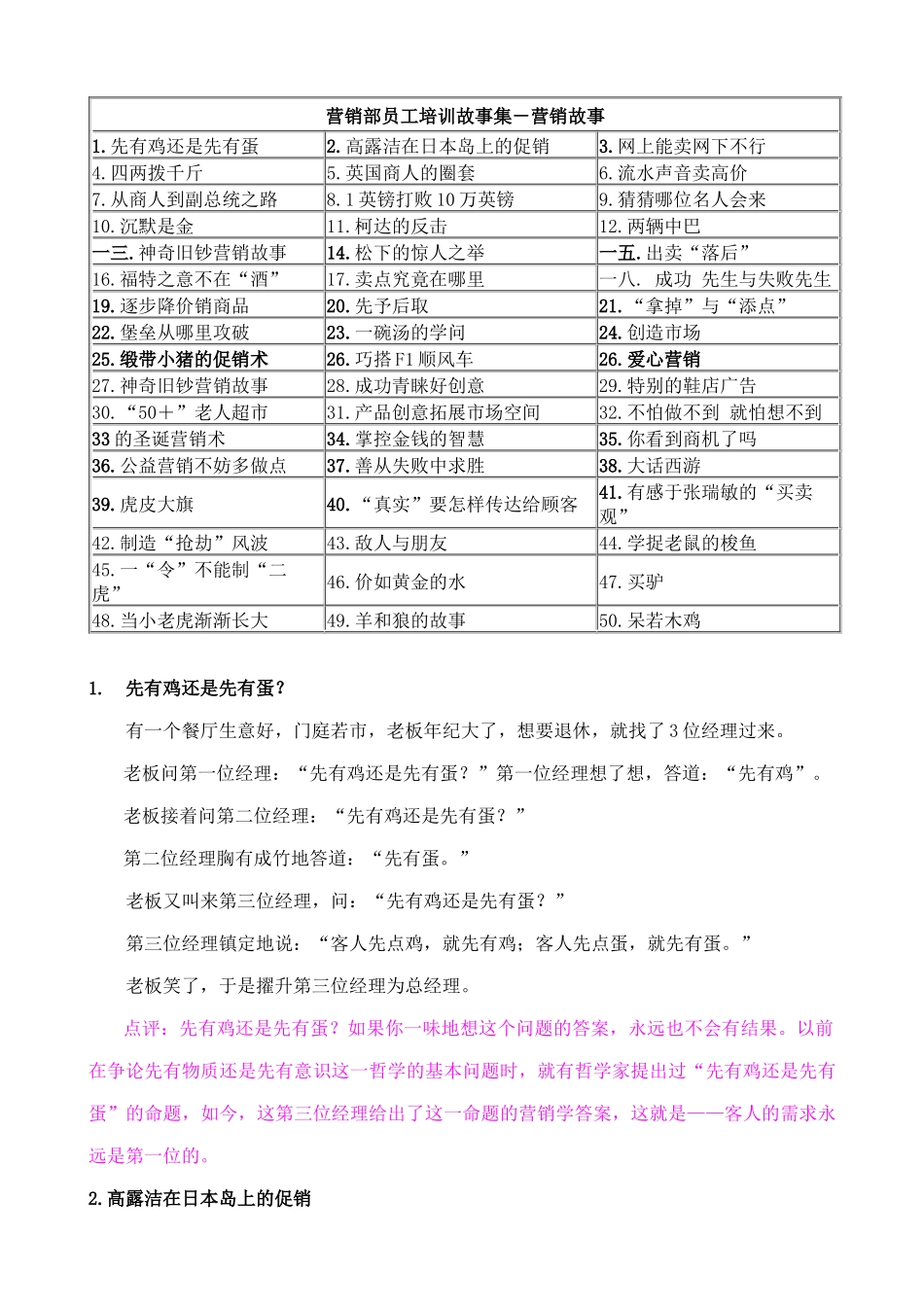 营销部员工培训故事集_第1页