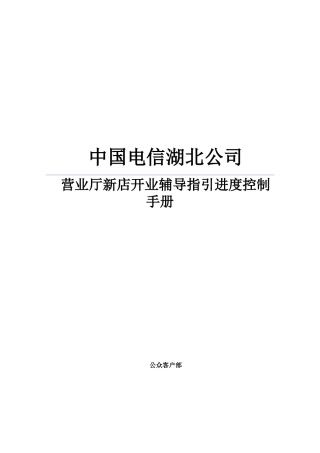 营业厅新店开业辅导指引进度控制手