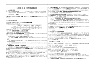 新苏科版七年级上册生物知识要点复习提纲