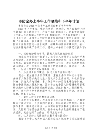 市防空办上半年工作总结和下半年计划