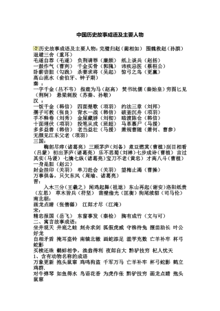 中国历史故事成语及主要人物