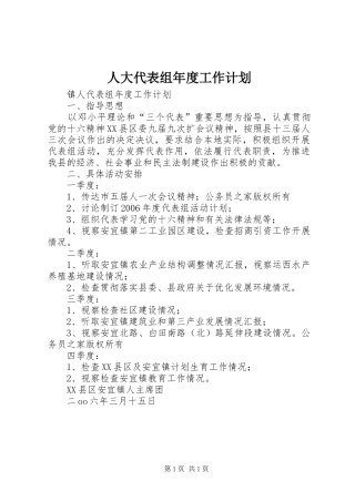 人大代表组年度工作计划