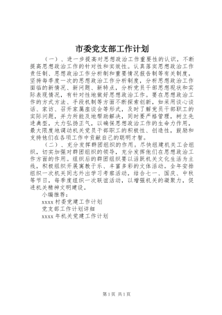 市委党支部工作计划