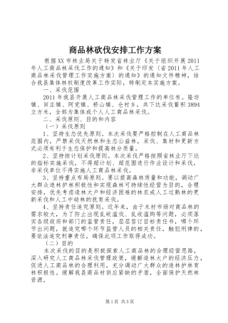 商品林砍伐安排工作方案