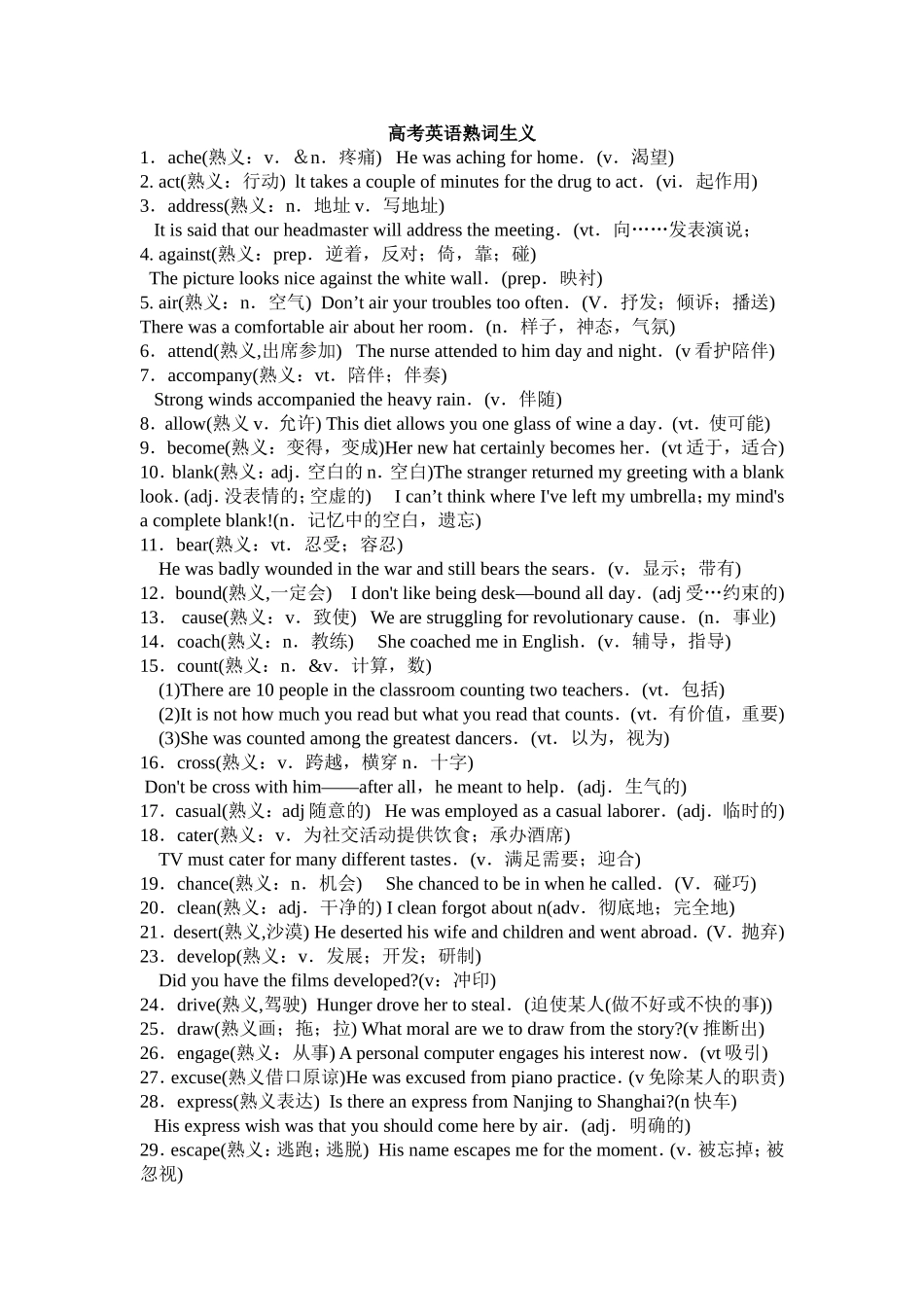 高考英语熟词生义_第1页