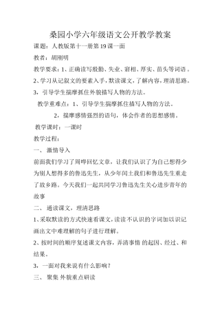 桑园小学六年级语文公开教学教案