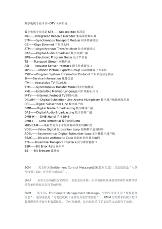 数字电视专业术语--DTV名词扫盲
